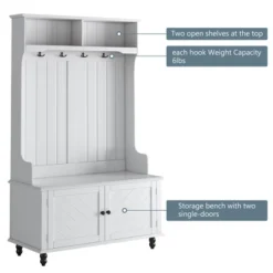 40" 3-in-1 Design Hall Tree With 4 Hooks, Coat Hanger And Entryway Storage Bench - ModernLuxe -Luxe Furniture Sale GUEST a7c428d2 66bc 4ea4 a529 14c2cb84c594