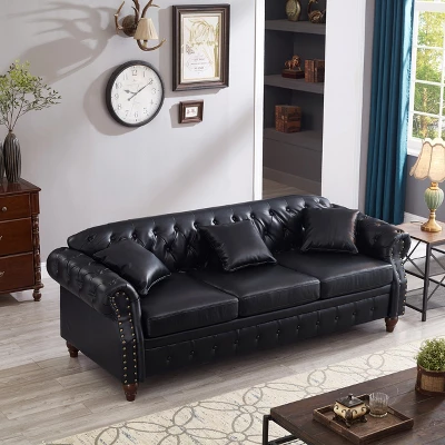 ModernLuxe 85.8" Chesterfield Sofa - Classic Tufted 3-Seat Couch with Hidden Storage 4 ModernLuxe 85.8" Chesterfield Sofa - Classic Tufted 3-Seat Couch with Hidden Storage - Image 2