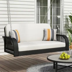 ModernLuxe 2-Seater Patio PE Wicker Porch Swing with Cushions and Chains 23 ModernLuxe 2-Seater Patio PE Wicker Porch Swing with Cushions and Chains -Luxe Furniture Sale GUEST a7ec457d c020 4463 a83e c9fa81e95063