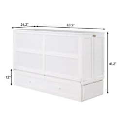 Queen Size Mobile Murphy Bed With Drawer And Little Shelves On Each Side, White - ModernLuxe -Luxe Furniture Sale GUEST a7f9f5f8 8062 4d31 842e 490ac81d98ff