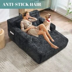 ModernLuxe Upholstered Single Sofa Chaise Lounge Sofa Bed Sleeper Sofa Lazy Sofa Accent Chair Reading Couch With 3 Pillows, Chenille 17 ModernLuxe Upholstered Single Sofa Chaise Lounge Sofa Bed Sleeper Sofa Lazy Sofa Accent Chair Reading Couch With 3 Pillows, Chenille -Luxe Furniture Sale GUEST a8bcf35b 4381 4a93 b7f3 b24dadbda235