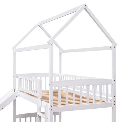 ModernLuxe Twin Over Twin House Bunk Bed with Slide and Ladder 10 ModernLuxe Twin Over Twin House Bunk Bed with Slide and Ladder - Image 8