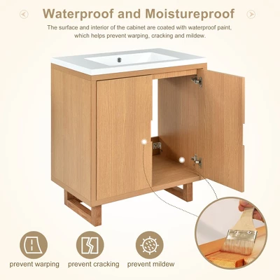 30" Bathroom Vanity Set With Sink, Combo Bathroom Storage Cabinet, Natural-ModernLuxe 7 30" Bathroom Vanity Set With Sink, Combo Bathroom Storage Cabinet, Natural-ModernLuxe - Image 5