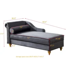 60.6" Velvet Chaise Lounge With Gold Metal Legs And 1 Pillow - ModernLuxe -Luxe Furniture Sale GUEST a9fcc070 63b3 4f9e af8a 48d22329b56e