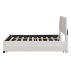 Queen/Full Size Wooden Upholstered Platform Bed Frame With 2 Drawers And 1 Twin/Twin XL Trundle Beige/Gray, 4L -ModernLuxe -Luxe Furniture Sale GUEST aa04e3b3 526a 44fe acd2 0bc20ee975ee