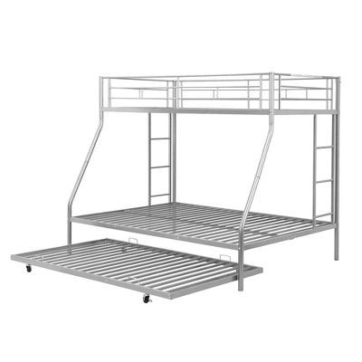 ModernLuxe Twin Over Full Steel Bunk Bed with Twin Size Trundle and Dual Ladders 9 ModernLuxe Twin Over Full Steel Bunk Bed with Twin Size Trundle and Dual Ladders - Image 7