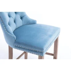 Set Of 2 Velvet Upholstered Barstools With Button Tufted Decoration, Chrome Nailhead Trim And Wooden Legs-ModernLuxe -Luxe Furniture Sale GUEST ab4f611f d428 4d15 ab61 b8d9039ea4b8