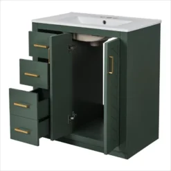 30''W Freestanding Bathroom Vanity With Ceramic Sink, Solid Wood Frame Storage Cabinet With 3 Drawers & Soft Closing Doors - ModernLuxe -Luxe Furniture Sale GUEST ab5d7831 2638 4410 b6a8 9e779be89cd3