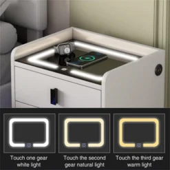 Modern Nightstand With Wireless Charging, USB Port And Adjustable LED Lights, End Table With 2 Drawers-ModernLuxe -Luxe Furniture Sale GUEST acb37998 0e37 4ae0 af76 19657c917d4a