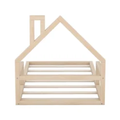 ModernLuxe Wood Floor Bed with House-Shaped Headboard & Chimney -Luxe Furniture Sale GUEST acef2e20 e155 4482 b4a0 b8dd8c7fb9e1