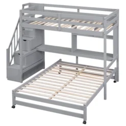 ModernLuxe Twin Over Full Bunk Bed with Storage Stairs, Desk and Integrated Hanger 18 ModernLuxe Twin Over Full Bunk Bed with Storage Stairs, Desk and Integrated Hanger -Luxe Furniture Sale GUEST ae4e8b6f 2979 4999 86cd 53ef71203294