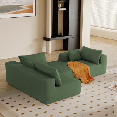 109" Upholstered Modular Sectional Sofa Couch Set, L Shape Free Combination Sleeper Sofa With Pillows- ModernLuxe 3 109" Upholstered Modular Sectional Sofa Couch Set, L Shape Free Combination Sleeper Sofa With Pillows- ModernLuxe