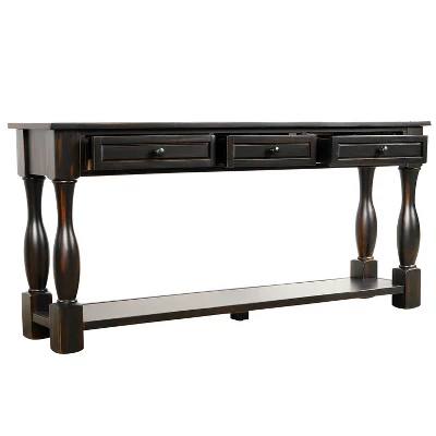 64"L Extra-thick Console Table With Drawers And Shelf-ModernLuxe 5 64"L Extra-thick Console Table With Drawers And Shelf-ModernLuxe - Image 3