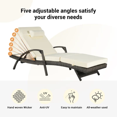 ModernLuxe 2-Piece Adjustable Wicker Outdoor Chaise Lounge Set with Cushions 4 ModernLuxe 2-Piece Adjustable Wicker Outdoor Chaise Lounge Set with Cushions - Image 2