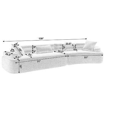 ModernLuxe 139" 4-Seater Sectional Sofa Bed with ARC Armrests 6 ModernLuxe 139" 4-Seater Sectional Sofa Bed with ARC Armrests - Image 4