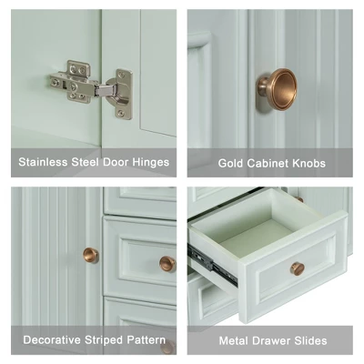 ModernLuxe 30" Mint Green Wall-Mounted Bathroom Vanity with Ceramic Sink 12 ModernLuxe 30" Mint Green Wall-Mounted Bathroom Vanity with Ceramic Sink - Image 10