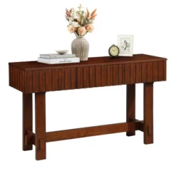 52" Console Table With Storage Drawers, Mid-Century Fluted Entryway Sofa Table With Solid Wood Legs For Living Room, Hallway - ModernLuxe