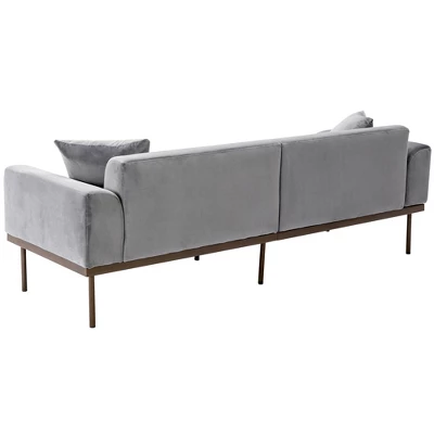 ModernLuxe Modern Velvet Loveseat Sofa with Metal Legs & Two Pillows 11 ModernLuxe Modern Velvet Loveseat Sofa with Metal Legs & Two Pillows - Image 9