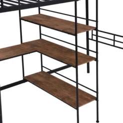 ModernLuxe Twin Size Metal Loft Bed with Built-in Desk and Shelves -Luxe Furniture Sale GUEST b09738cb 4c72 4411 b923 ac9f045ad698