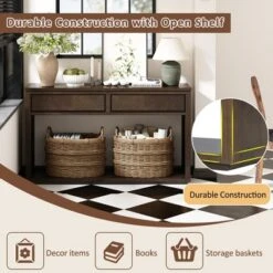 Rustic Wooden Console Table With Storage Drawers And Open Shelf, Elegant Entryway Table For Hallway And Living Room - ModernLuxe -Luxe Furniture Sale GUEST b0ccfb61 2ade 4078 951c f8b4a3eee882