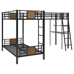 ModernLuxe L-Shaped Twin Over Twin Bunk Bed with Loft Bed and Desk - Brown -Luxe Furniture Sale GUEST b0e7ecc6 dbc8 4e48 8a44 ee81835e11b9