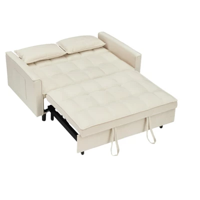 3-in-1 Velvet Convertible Sofa Bed With Adjustable Backrest, Pull Out Sleeper Loveseat With Side Pockets - ModernLuxe 11 3-in-1 Velvet Convertible Sofa Bed With Adjustable Backrest, Pull Out Sleeper Loveseat With Side Pockets - ModernLuxe - Image 9