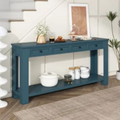 63"W Console Table/Sofa Table With Storage Drawers And Bottom Shelf 4Q - ModernLuxe -Luxe Furniture Sale GUEST b1c4d4a6 d5f0 4070 8020 49e025524049