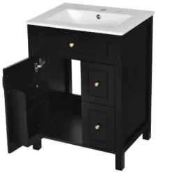 24"W Bathroom Vanity With Ceramic Sink, Bathroom Cabinet With Storage Racks, Drawers And Soft Closing Door, Black/Green-ModernLuxe 28 24"W Bathroom Vanity With Ceramic Sink, Bathroom Cabinet With Storage Racks, Drawers And Soft Closing Door, Black/Green-ModernLuxe -Luxe Furniture Sale GUEST b1dd764a ccae 4e91 97be 6f00d7b9830b
