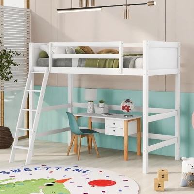 ModernLuxe Twin Size Wood Loft Bed with Ladder and Safety Rails 11 ModernLuxe Twin Size Wood Loft Bed with Ladder and Safety Rails - Image 9