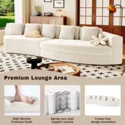 115.7" 4-Seater Chenille Modular Sofa Set, Curved Design Sofa Couch With 5 Pillows, No Assembly For Living Room & Bedroom - ModernLuxe -Luxe Furniture Sale GUEST b229353e 7eff 4bbe 8cda beb73a7a8df4