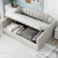 Full/Twin Size Storage Daybed, Upholstered Platform Bed Frame With Underneath Storage -ModernLuxe