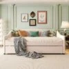 ModernLuxe Teddy Fleece Upholstered Daybed with Smart LED Lighting and Twin Trundle