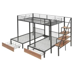 ModernLuxe Full Over Twin-Twin Triple Bunk Bed with Storage Stairs & Drawers -Luxe Furniture Sale GUEST b27b25a3 b266 4214 a544 3fe0734c6339