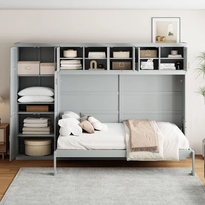 ModernLuxe Queen Size Wall Bed with Customizable Cabinets and Shelves 3 ModernLuxe Queen Size Wall Bed with Customizable Cabinets and Shelves