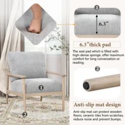 ModernLuxe Retro Accent Chair with Solid Wood Frame & Slatted Back -Luxe Furniture Sale GUEST b2ae092e 2fb5 4ca3 ab78 a75445e3af72