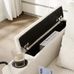 ModernLuxe Convertible Corduroy Loveseat Sofa Bed, Chaise Lounge With USB Ports, 2 Cup Holders, Storage Box & Phone Holder - 2/1 Seat Options -Luxe Furniture Sale GUEST b2c2ab6d 72c5 47e7 a325 bd399832a5b0