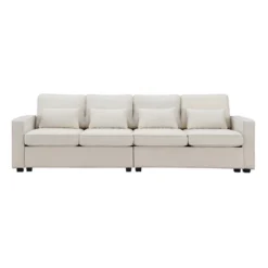 104" 4-Seater Modern Minimalist Linen Fabric Sofa With Arm Pockets And 4 Pillows - ModernLuxe 14 104" 4-Seater Modern Minimalist Linen Fabric Sofa With Arm Pockets And 4 Pillows - ModernLuxe -Luxe Furniture Sale GUEST b2cbef81 3d48 4fa8 aef3 3b2c949d24de
