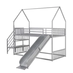 Twin Over Twin Metal Bunk Bed House Bed With Slide And Staircase-ModernLuxe 15 Twin Over Twin Metal Bunk Bed House Bed With Slide And Staircase-ModernLuxe -Luxe Furniture Sale GUEST b2d46235 fb66 49e4 a2a8 7d621fc24610