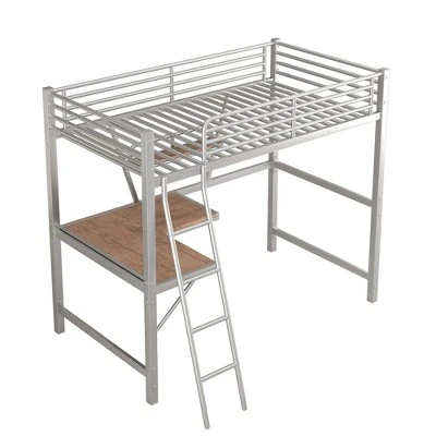 ModernLuxe Twin Size Metal Loft Bed with Built-in Desk and Shelves 5 ModernLuxe Twin Size Metal Loft Bed with Built-in Desk and Shelves - Image 3