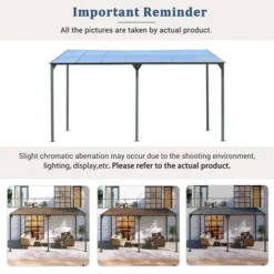 ModernLuxe 14.76 x 9.22 FT Wall-Mounted Gazebo, All-Weather Outdoor Pergola with PC Roof -Luxe Furniture Sale GUEST b3927bcf ef6e 4886 b62f 2bddcad9d56a