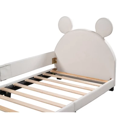 Twin Size Upholstered Daybed With Cartoon Ears Shaped Headboard-ModernLuxe 8 Twin Size Upholstered Daybed With Cartoon Ears Shaped Headboard-ModernLuxe - Image 6
