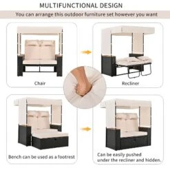 ModernLuxe 2-Piece Rattan Sunbed Lounger with Canopy and Storage Bench -Luxe Furniture Sale GUEST b501a0aa 16d7 45d9 bb2a 8f9e4769c47f