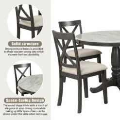 ModernLuxe 5-Piece Round Dining Set with Faux Marble Table and 4 Upholstered Chairs 22 ModernLuxe 5-Piece Round Dining Set with Faux Marble Table and 4 Upholstered Chairs -Luxe Furniture Sale GUEST b5837896 9743 4250 b196 13e1afd39c90