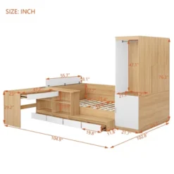 Full Size Platform Bed Frame With 6 Drawers, Shelves, Desk, USB Ports & Wardrobe - ModernLuxe -Luxe Furniture Sale GUEST b59c2363 811a 4148 ba97 23490287ea85