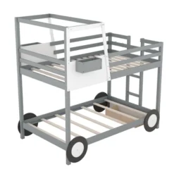 ModernLuxe Twin Over Twin Car-Shaped Bunk Bed with Drawers and Shelves -Luxe Furniture Sale GUEST b5b90a4a 18e1 4662 87fe 773aafff60f7