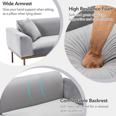 ModernLuxe Modern Velvet Loveseat Sofa with Metal Legs & Two Pillows 5 ModernLuxe Modern Velvet Loveseat Sofa with Metal Legs & Two Pillows - Image 3