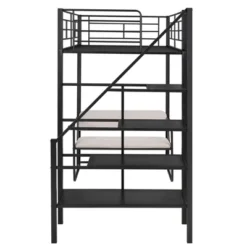 ModernLuxe Twin Size Metal Loft Bed with Integrated Bench and Storage Staircase -Luxe Furniture Sale GUEST b6b7cfde cbc9 4379 8465 673c8a6b8bbc