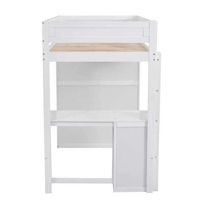 ModernLuxe Wood Loft Bed with Wardrobe and 2-Drawer Integrated Desk 9 ModernLuxe Wood Loft Bed with Wardrobe and 2-Drawer Integrated Desk - Image 7