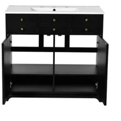 36'' Retro Bathroom Vanity With Ceramic Sink, Solid Wood Frame Freestanding Storage Cabinet With Soft-Close Doors & Drawers - ModernLuxe 21 36'' Retro Bathroom Vanity With Ceramic Sink, Solid Wood Frame Freestanding Storage Cabinet With Soft-Close Doors & Drawers - ModernLuxe -Luxe Furniture Sale GUEST b8555ac3 5785 43b6 8540 d1a04508cdfb