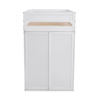 ModernLuxe Wood Loft Bed with Wardrobe and 2-Drawer Integrated Desk 11 ModernLuxe Wood Loft Bed with Wardrobe and 2-Drawer Integrated Desk - Image 9